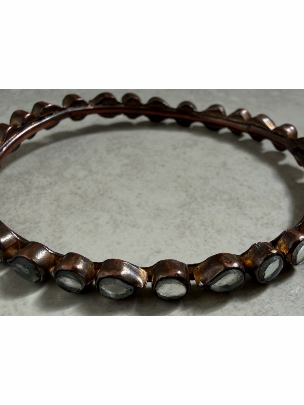 Copper-Tone White Stone Bangle Bracelet